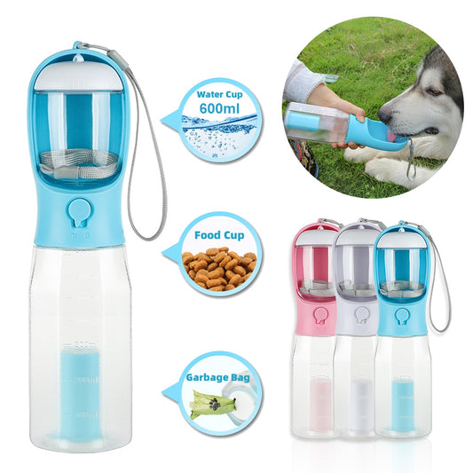 3-in-1 Portable Pet Water Bottle & Feeder